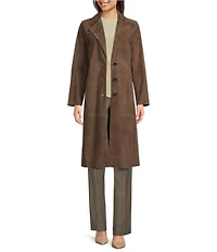 Marella Edel Suede Notch Lapel Belted Trench Coat
