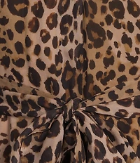 Marella Fabio Viscose Animal Print Point Collar V-Neck Long Sleeve Belted Mini Dress