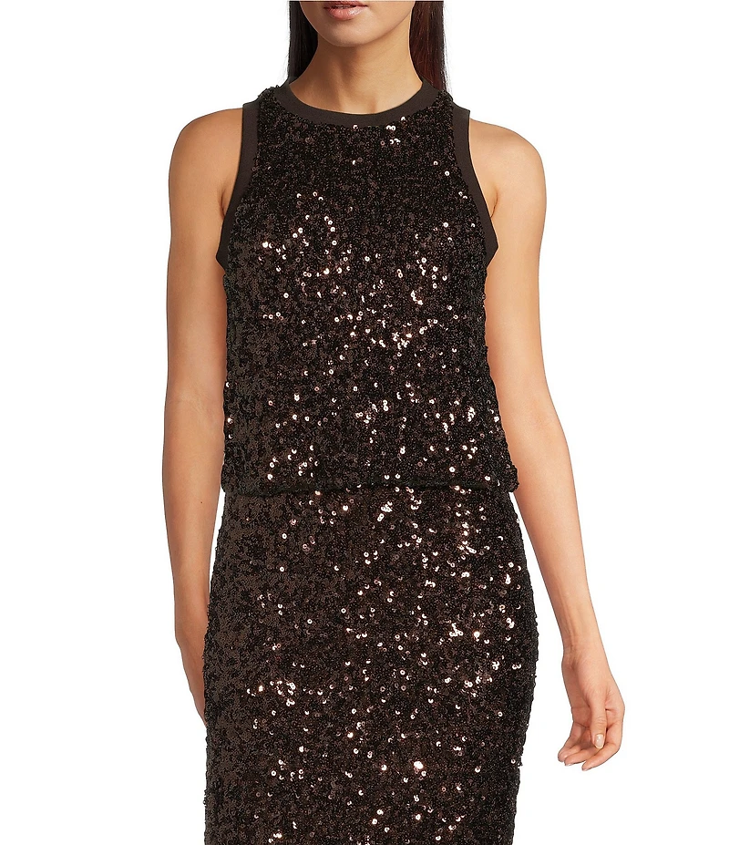 Marella Filly Coordinating Sequin Crew Neck Sleeveless Top