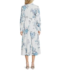 Marella Formica Printed Long Sleeve Belted Maxi Shirt Dress