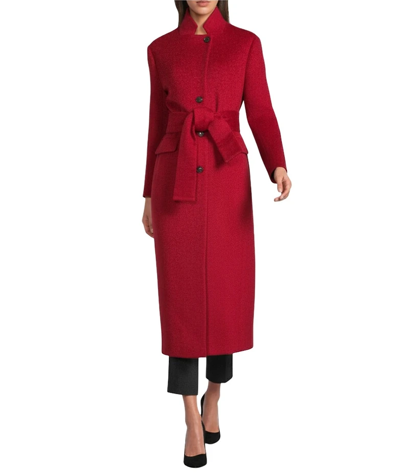 Marella Giostro Stand Collar Long Sleeve Double-Breasted Wool Coat