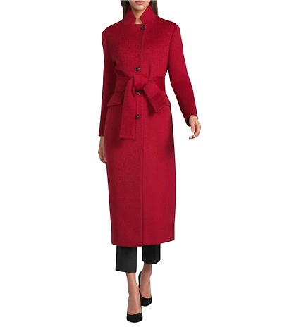 Marella Giostro Stand Collar Long Sleeve Double-Breasted Wool Coat