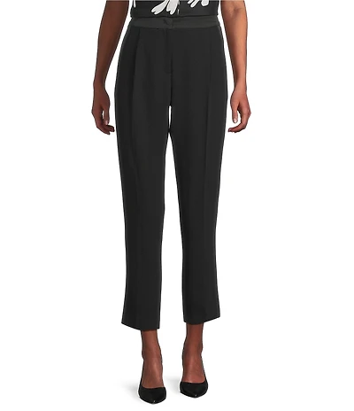 Marella Izabel Crepe Satin Straight Fit Pressed Pleat Ankle Pants