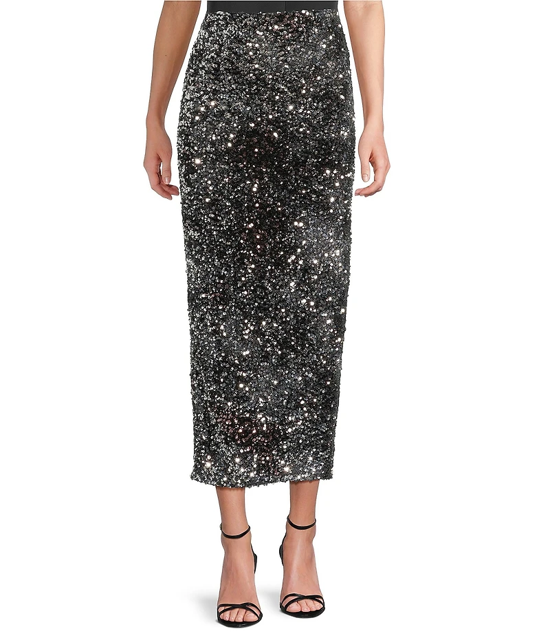 Marella Jancy Coordinating Sequin Jersey Pencil Maxi Skirt
