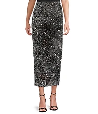 Marella Jancy Coordinating Sequin Jersey Pencil Maxi Skirt