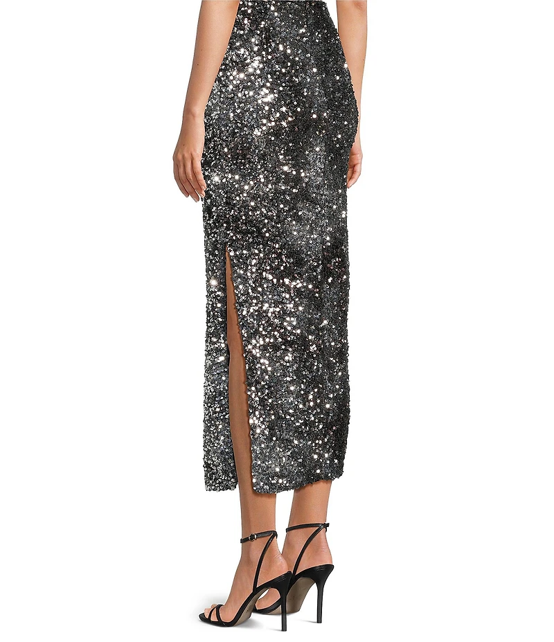 Marella Jancy Coordinating Sequin Jersey Pencil Maxi Skirt