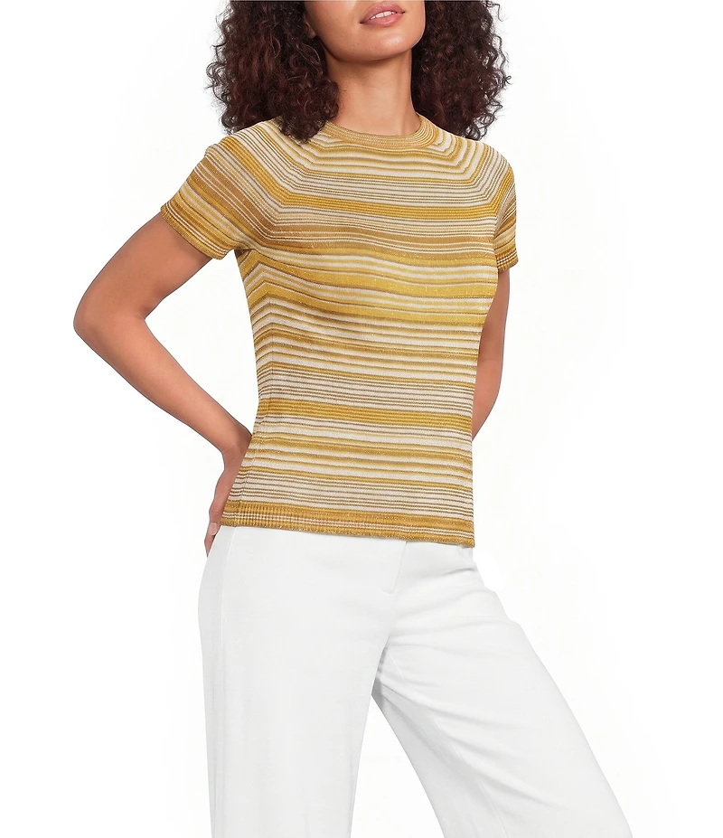 Marella Knit Mllgirello Stripe Short Sleeve Lurex Embellished T-Shirt