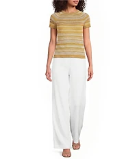 Marella Knit Mllgirello Stripe Short Sleeve Lurex Embellished T-Shirt