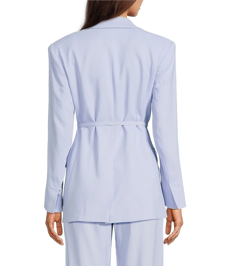 Marella Manisa Stretch Twill Notch Lapel Collar Long Sleeve Double Breasted Belted Coordinating Jacket