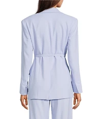 Marella Manisa Stretch Twill Notch Lapel Collar Long Sleeve Double Breasted Belted Coordinating Jacket
