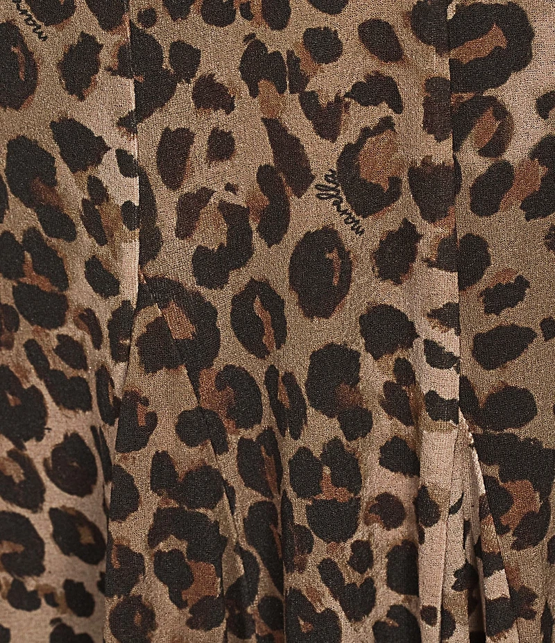 Marella Mecene Tulle Jersey Animal Print Long Sleeve Fit-And-Flare Dress
