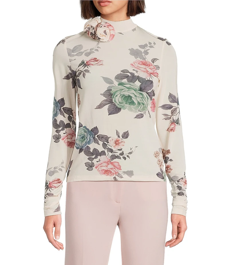 Marella Milcippo Floral Print Turtleneck Long Sleeve Top