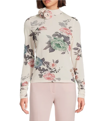 Marella Milcippo Floral Print Turtleneck Long Sleeve Top