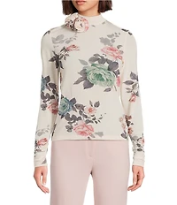 Marella Milcippo Floral Print Turtleneck Long Sleeve Top
