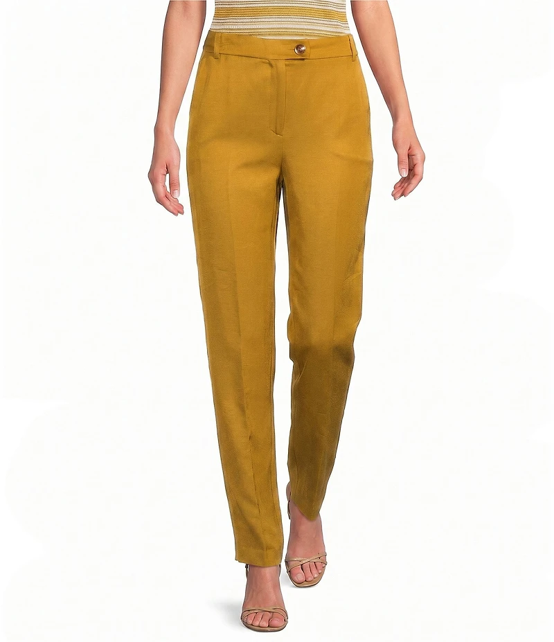 Marella Mllagenda Linen Blend Straight Leg Flat Front Trousers Pants