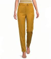 Marella Mllagenda Linen Blend Straight Leg Flat Front Trousers Pants