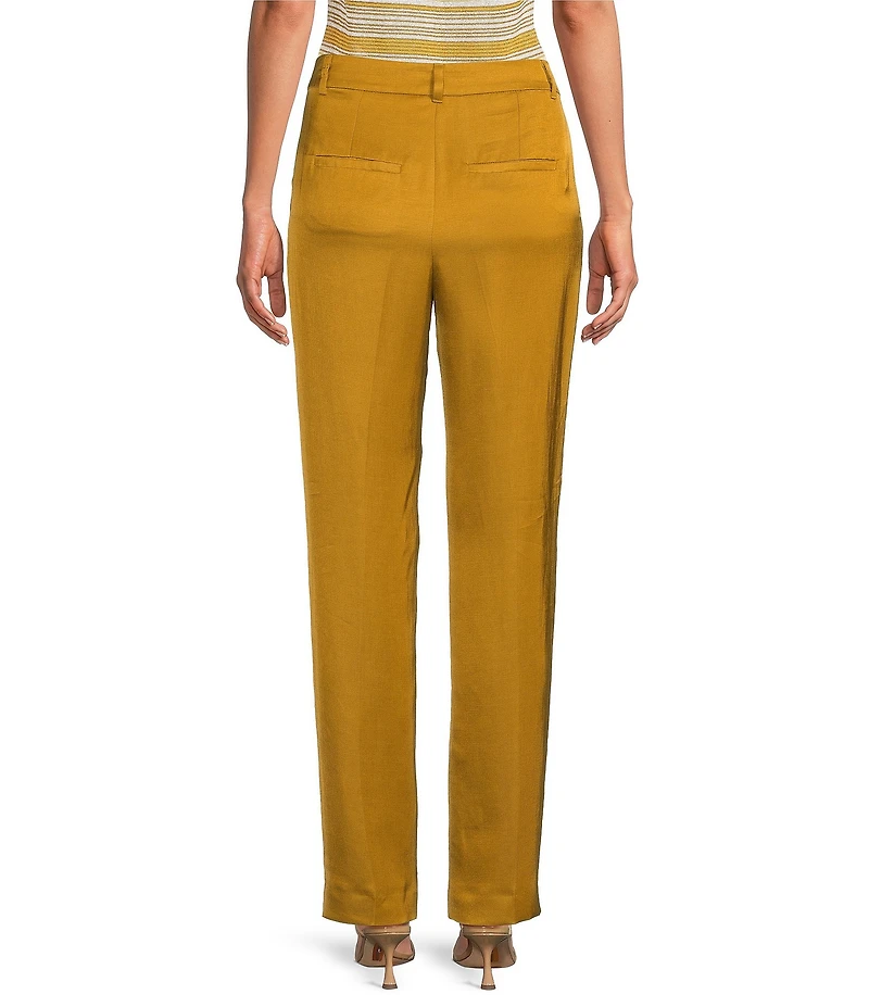 Marella Mllagenda Linen Blend Straight Leg Flat Front Trousers Pants