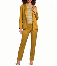 Marella Mllagenda Linen Blend Straight Leg Flat Front Trousers Pants