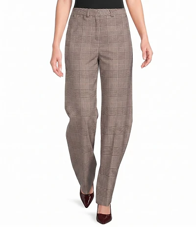 Marella Mllcanapa Yarn Dyed Wide Leg Plaid Trouser Pants