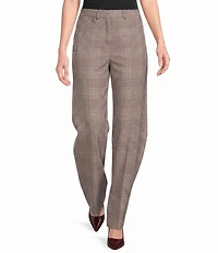 Marella Mllcanapa Yarn Dyed Wide Leg Plaid Trouser Pants