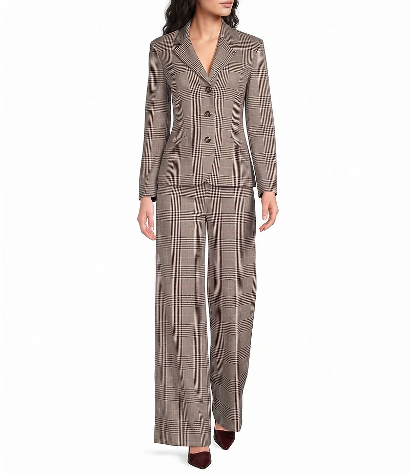Marella Mllcanapa Yarn Dyed Wide Leg Plaid Trouser Pants