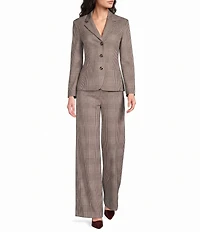 Marella Mllcanapa Yarn Dyed Wide Leg Plaid Trouser Pants