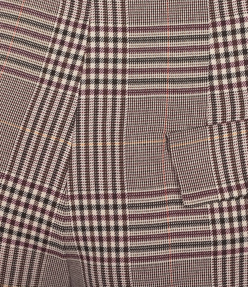 Marella Mllcanapa Yarn Dyed Wide Leg Plaid Trouser Pants