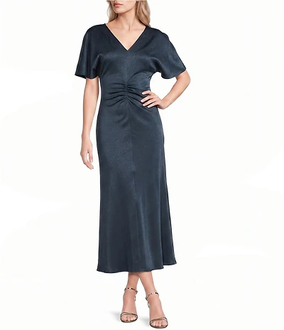 Marella Mlldama Satin Short Sleeve Midi Dress