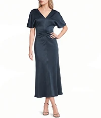 Marella Mlldama Satin Short Sleeve Midi Dress