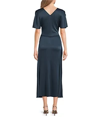 Marella Mlldama Satin Short Sleeve Midi Dress