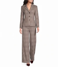 Marella Mllginseng Yarn Dyed Plaid Notch Lapel Collar Long Sleeve Jacket