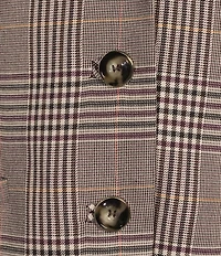 Marella Mllginseng Yarn Dyed Plaid Notch Lapel Collar Long Sleeve Jacket