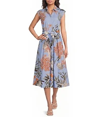 Marella Mllpadana Poplin Tie Waist Midi Shirt Dress