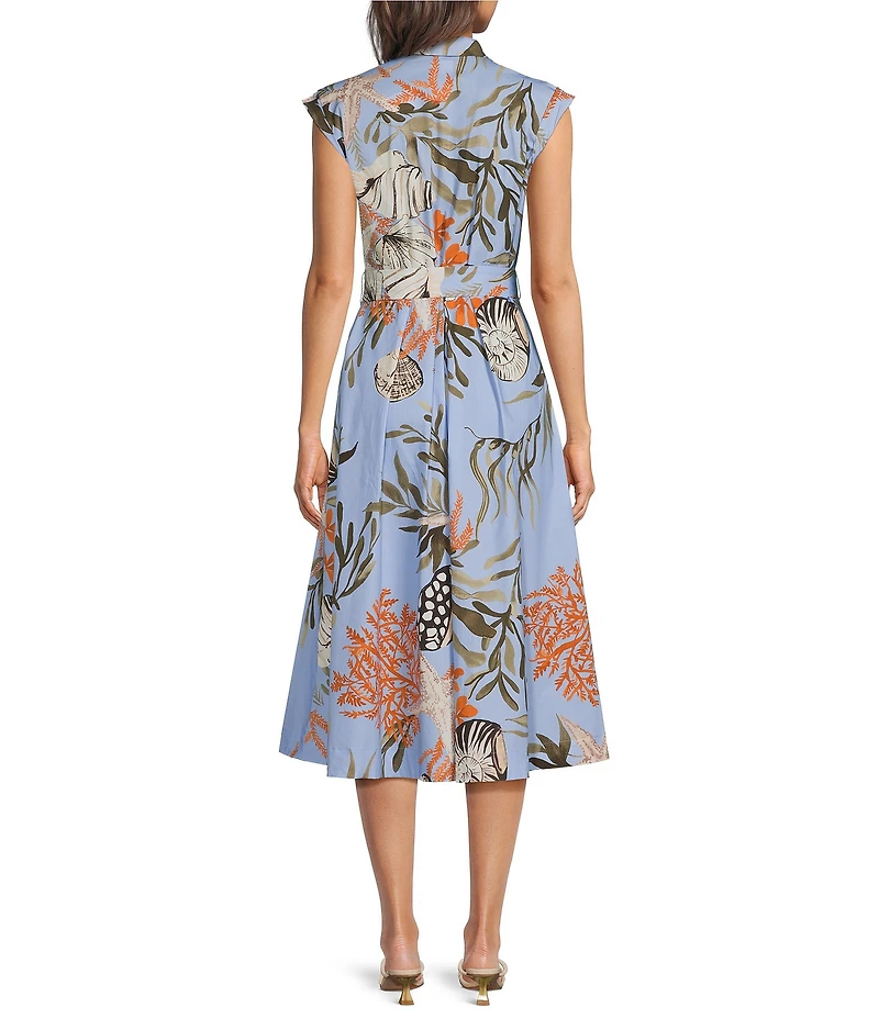 Marella Mllpadana Poplin Tie Waist Midi Shirt Dress
