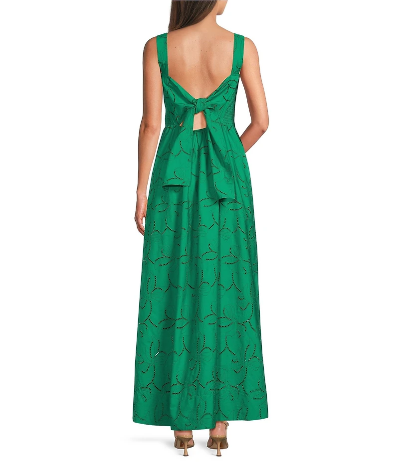 Marella Nido Emerald Eyelet Fit and Flare Maxi Dress