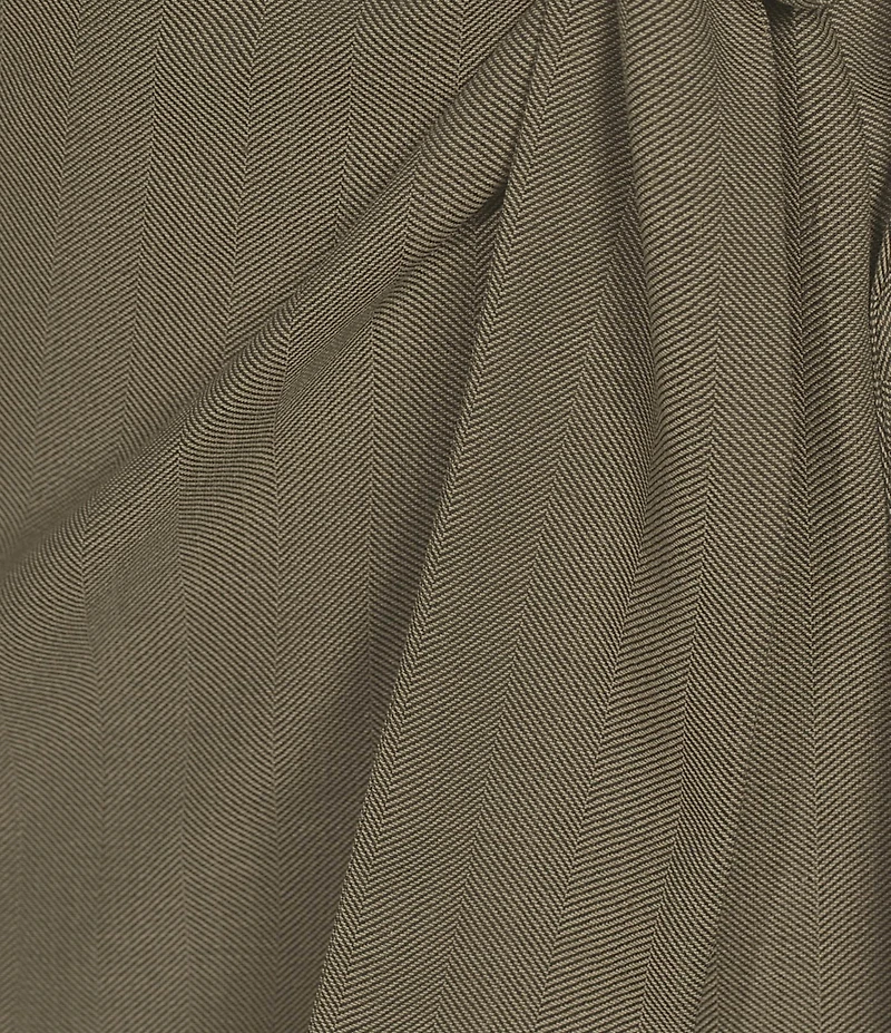 Marella Ordine Wool Blend Twill Kaki Side Knot Wrap Midi Skirt