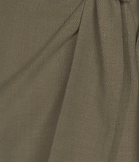 Marella Ordine Wool Blend Twill Kaki Side Knot Wrap Midi Skirt