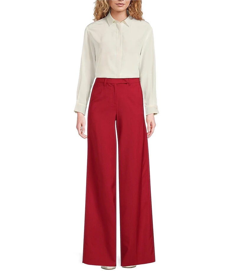 Marella Paese Red Wool Straight Leg Pants