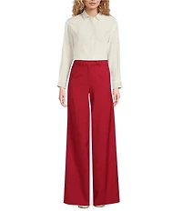 Marella Paese Red Wool Straight Leg Pants