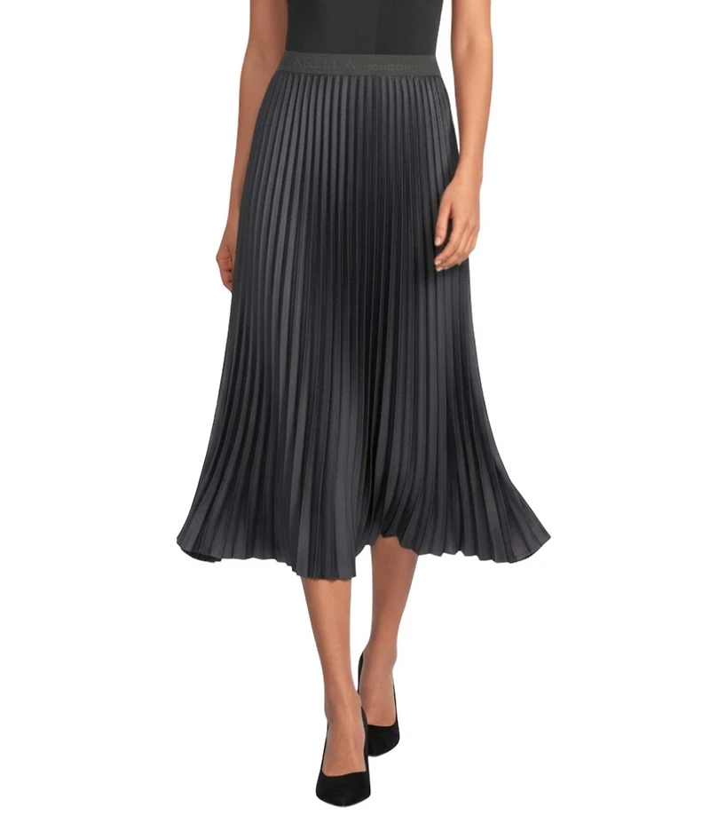 Marella Pontiac Plisse Pleated Elastic Waist Flared Midi Skirt