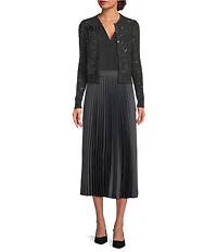 Marella Pontiac Plisse Pleated Elastic Waist Flared Midi Skirt