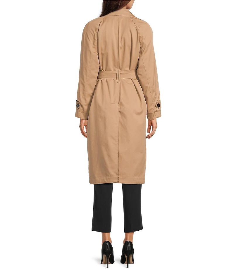 Marella Ragusa Reversible Checkered Cotton Blend Waterproof Long Sleeve Trench Coat