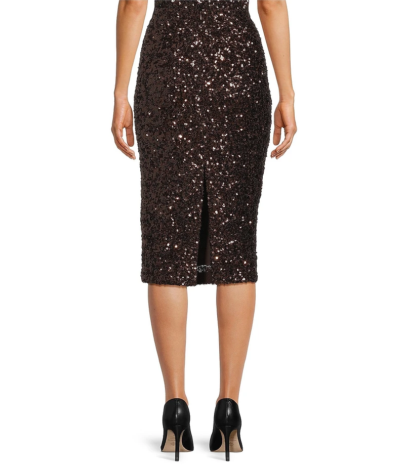 Marella Rennes Coordinating Brown Sequin Pencil Skirt