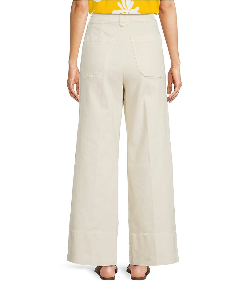 Marella Reseda Garment Dyed Stretch Denim Wide Leg Ankle Pants