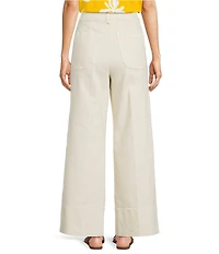 Marella Reseda Garment Dyed Stretch Denim Wide Leg Ankle Pants
