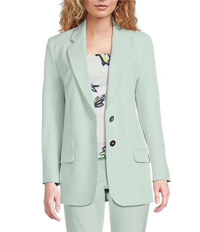 Marella Rubens Stretch Microfiber Canvas Notch Lapel Collar Long Sleeve Two-Button Jacket