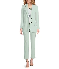 Marella Rubens Stretch Microfiber Canvas Notch Lapel Collar Long Sleeve Two-Button Jacket
