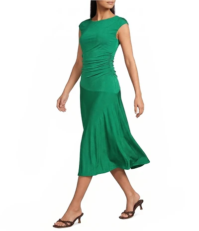 Marella Rugiada Jersey Boat Neck Sleeveless Fit and Flare Midi Dress