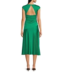 Marella Rugiada Jersey Boat Neck Sleeveless Fit and Flare Midi Dress