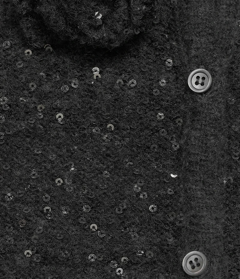 Marella Saba Sequin Knit Crew Neck Long Sleeve Cardigan